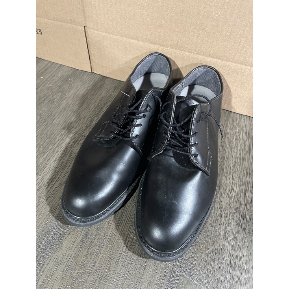 Bates Mens 11 E Black Leather Oxford Uniform Dress Shoes Vibram Sole 00968